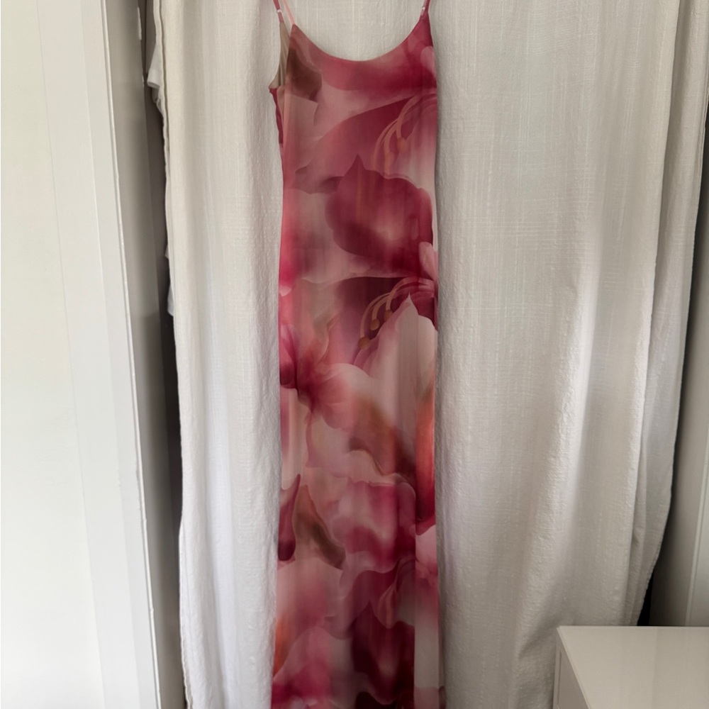 12th Tribe Pink Floral Maxi Dress